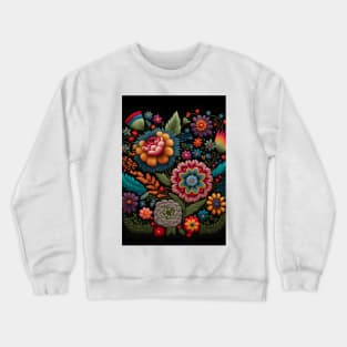 Botanical vintage Ethnic embroidery Floral design 1 Crewneck Sweatshirt